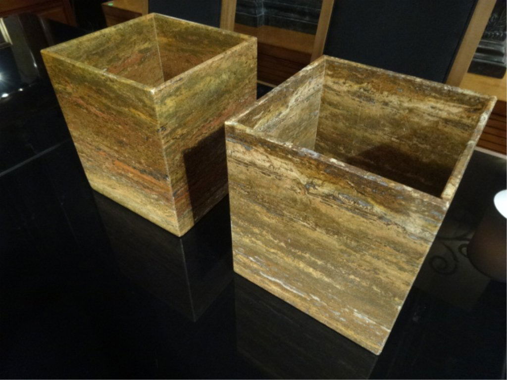 PAIR LARGE MARBLE MODERN CANDLE HOLDERS, APPROX 10"W, (1 of 4)