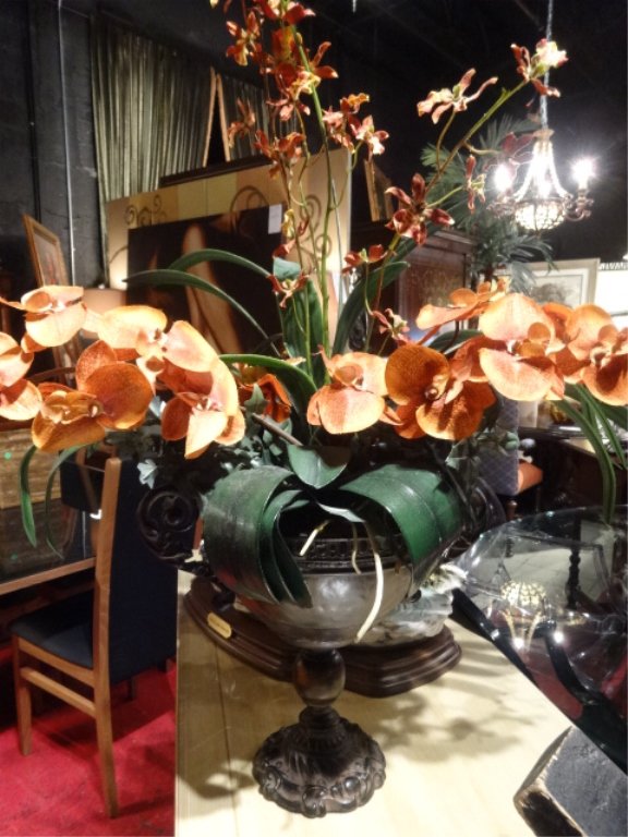 FAUX FLORAL ARRANGEMENT IN URN STYLE VASE, APPROX 25"H, (1 of 4)