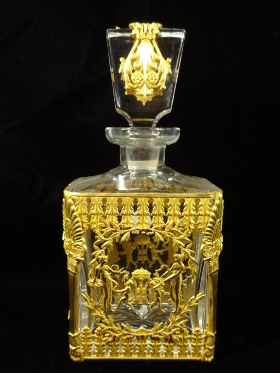 CRYSTAL DECANTER WITH GILT BRONZE, APPROX 10.75"H (1 of 7)