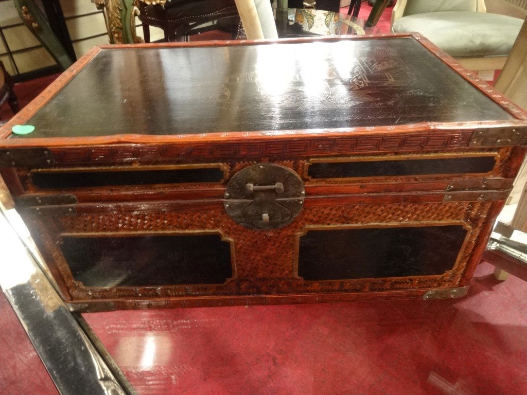 MAITLAND SMITH CHINESE CHEST, PAINTED FIGURAL DESIGNS, (1 of 8)