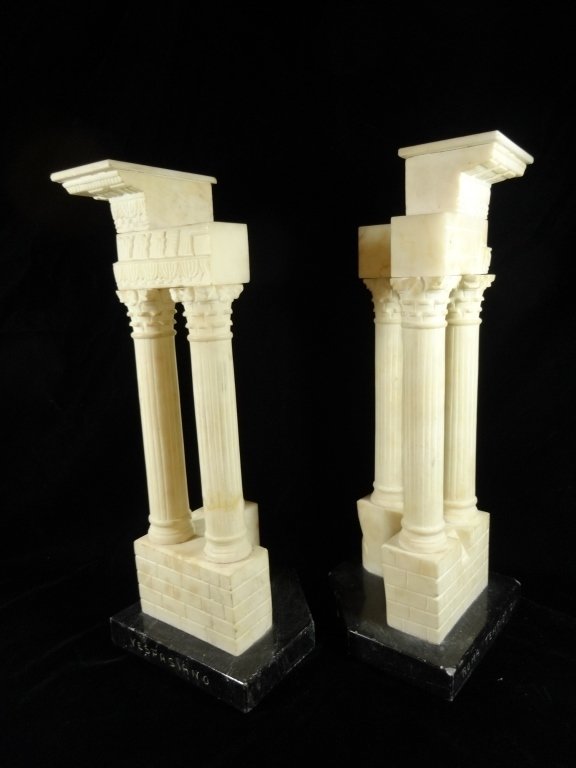 PAIR OF GRAND TOUR SCULPTURAL MARBLE COLUMNS, APPROX (1 of 10)