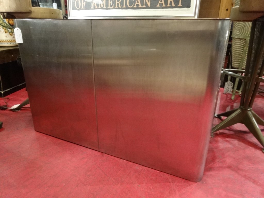 MODERN DESIGN VINTAGE STEEL CONSOLE TABLE, ROUNDED (1 of 4)