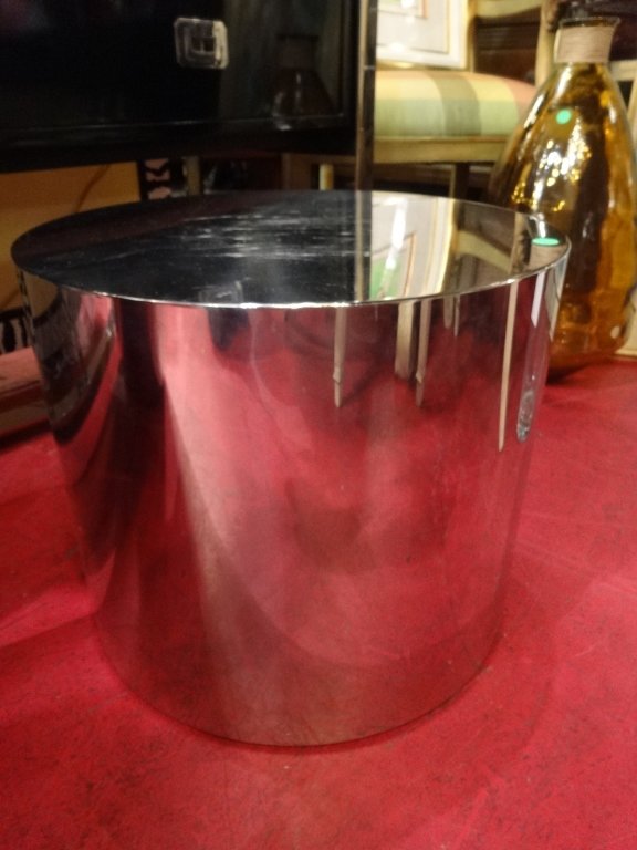 BRUETON STAINLESS STEEL SIDE TABLE, APPROX 20"H, VERY (1 of 3)