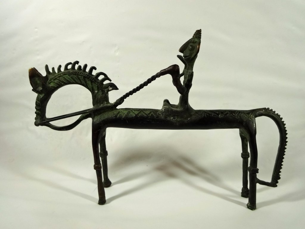 COPPER & BRONZE PATINATED SCULPTURE, HORSE & RIDER, (1 of 8)