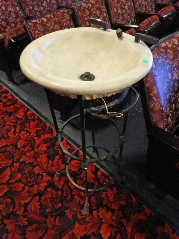 DECORATOR STONE AND IRON PEDESTAL SINK CARVED STONE (1 of 7)