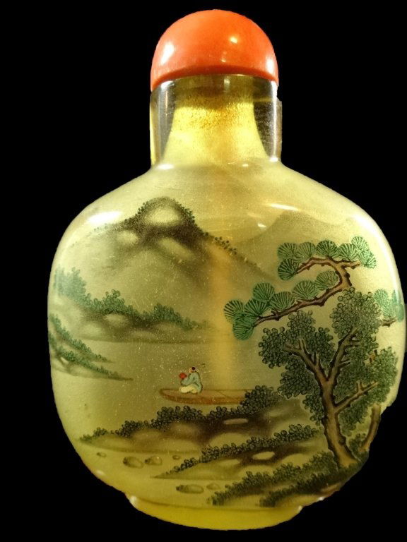 INSIDE PAINTED SNUFF BOTTLE. A LOVELY LANDSCAPED SCENE (1 of 8)