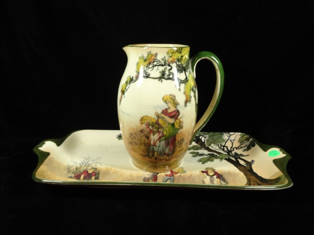 2 PC ROYAL DOULTON CHINA TRAY & PITCHER, THE GLEANERS (1 of 7)