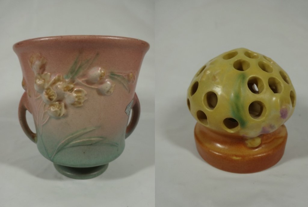 2 PC ROSEVILLE POTTERY IXIA INCLUDES 4" BOWL, PINK, (1 of 10)