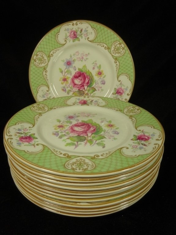 12 MYOTT CHINA PLATES, "STAFFORDSHIRE ROSE", MADE IN (1 of 5)