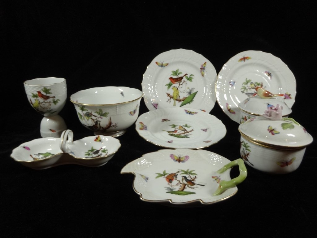 9  PC HEREND PORCELAIN ASSORTED PIECES, ROTHSCHILD (1 of 3)