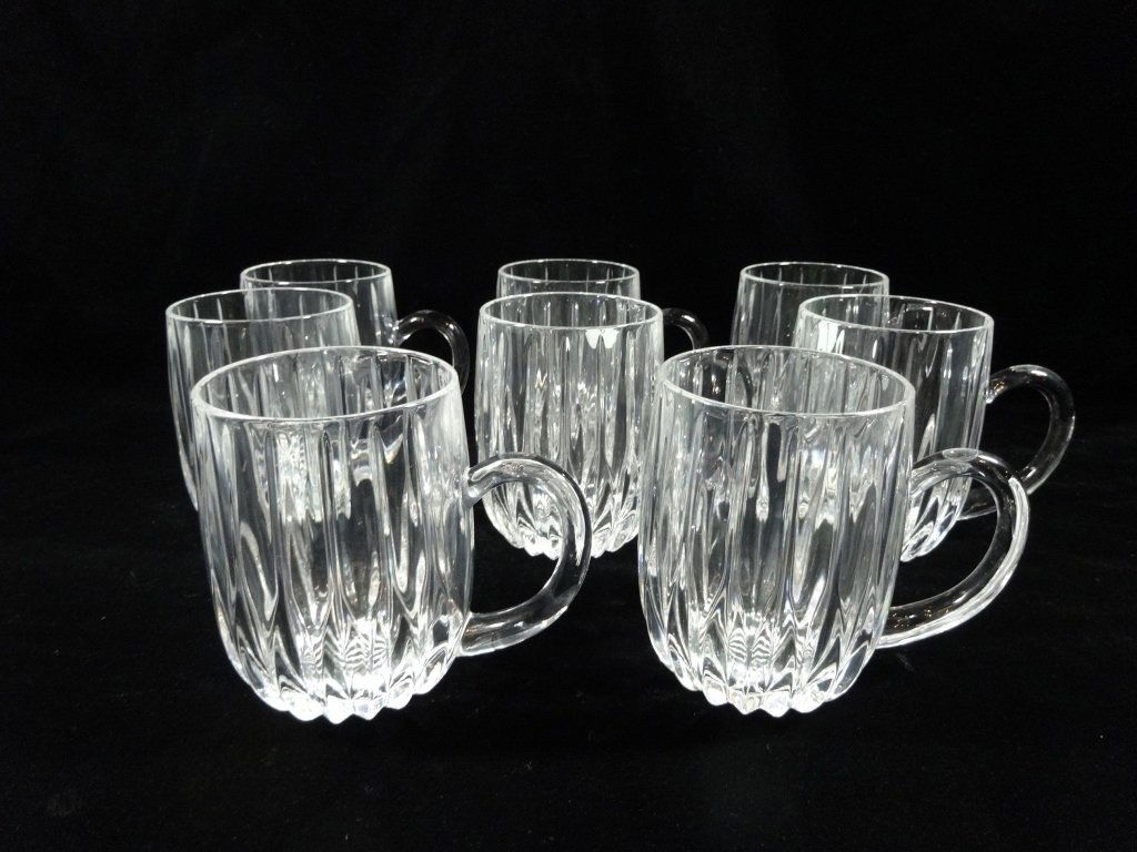 8 CRYSTAL COFFEE MUGS, APPROX 3 3/8"H (1 of 5)