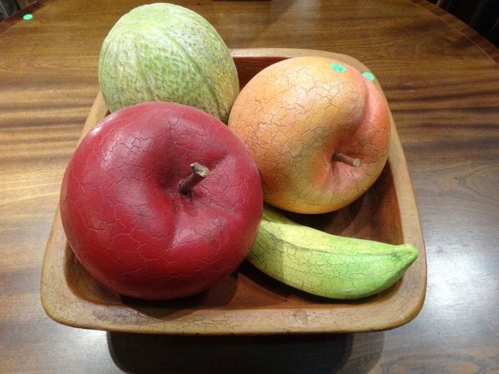 LARGE CERAMIC BOWL AND FRUIT CENTERPIECE, APPROX 17"W, (1 of 6)