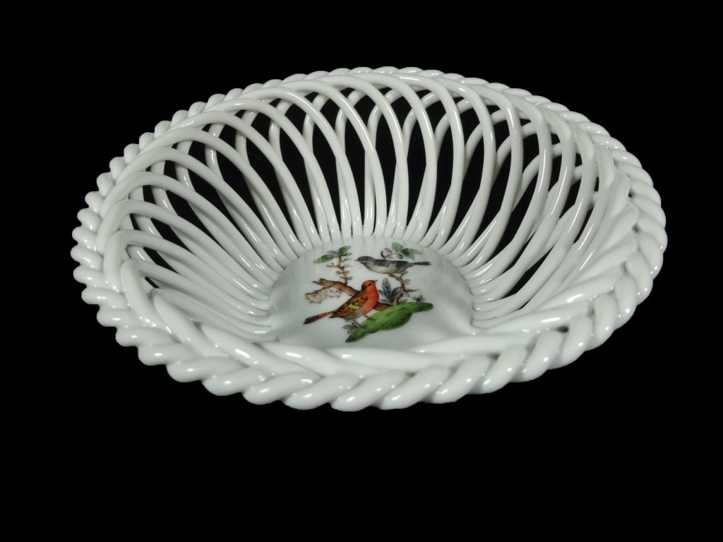 HEREND PORCELAIN OPENWORK BASKET, ROTHSCHILD BIRD, (1 of 5)