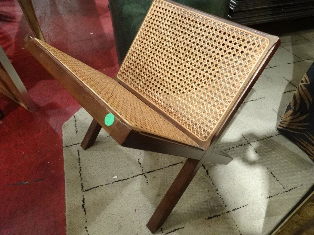 MODERN DESIGN WOOD AND CANE MAGAZINE RACK, EXCELLENT (1 of 4)