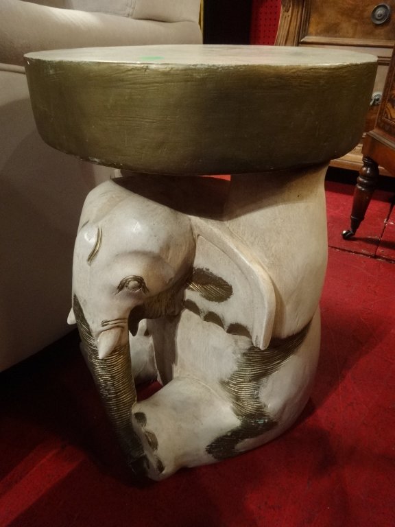 PAINTED AND GILT ELEPHANT TABLE WITH ROUND TOP, APPROX (1 of 7)
