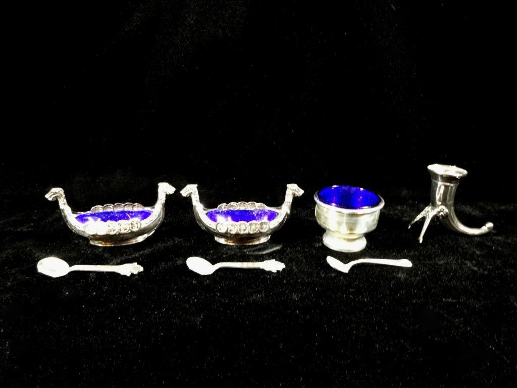 4 INDIVIDUAL SALTS, INCLUDES 2 STERLING SILVER DRAGON (1 of 10)