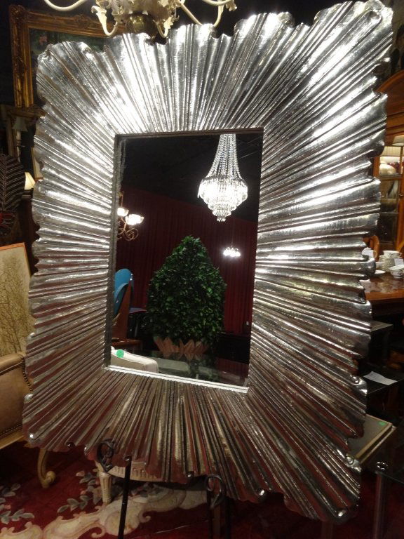 NEW MODERN DESIGN CHROME FINISH WOOD MIRROR, SUNBURST (1 of 4)