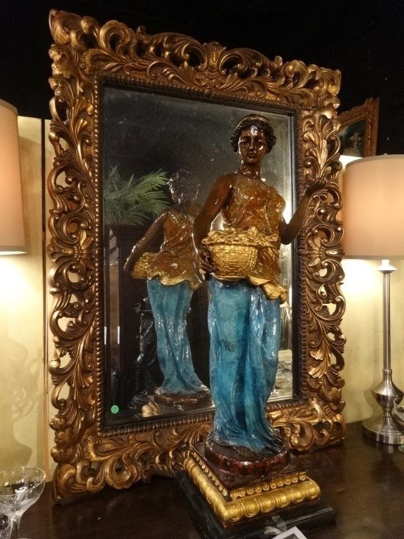 LARGE GOLD GILT WOOD MIRROR, APPROX 3' X 4', SKU128.02 (1 of 4)