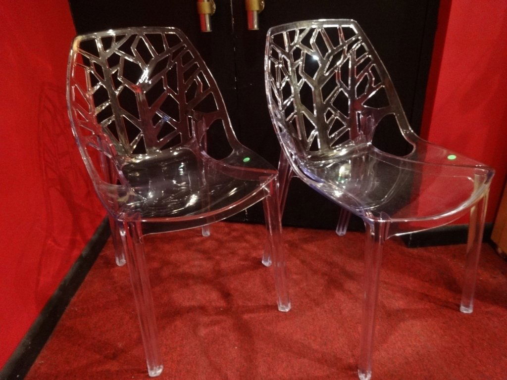 PAIR MODERN DESIGN ACRYLIC CHAIRS, EXCELLENT GENTLY (1 of 5)