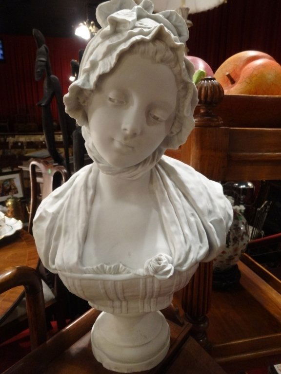 LARGE CERAMIC BUST, WOMAN IN HAT, APPROX 18"H, (1 of 4)