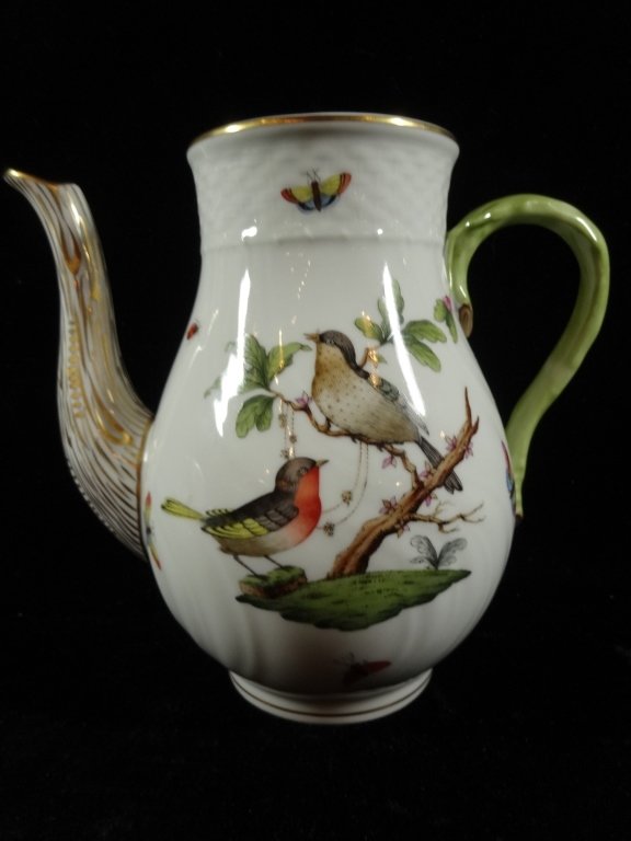 HEREND PORCELAIN COFFEEPOT, ROTHSCHILD BIRD, (1 of 4)
