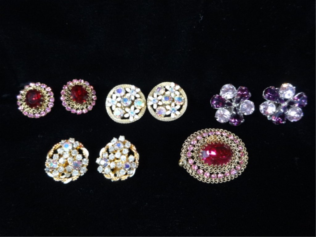 5 PC MID CENTURY WEISS COSTUME JEWELRY, INCLUDES 4 (1 of 8)