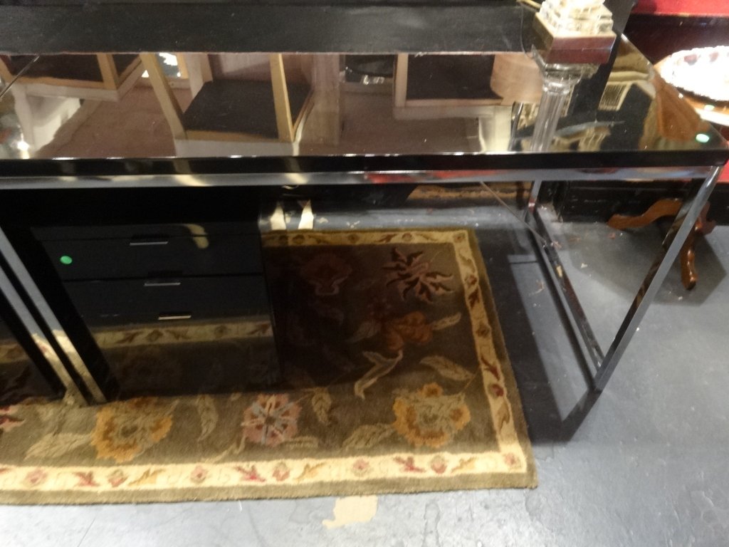 2 PC MODERN CHROME AND LAMINATE DESK AND FILE CABINET, (1 of 4)