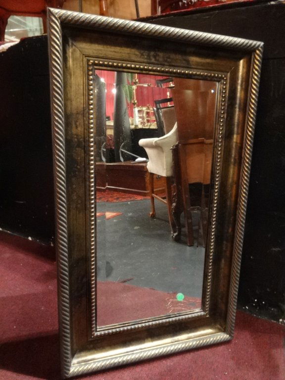 WOOD FRAME MIRROR, BRONZE AND SILVER FINISH, APPROX (1 of 2)