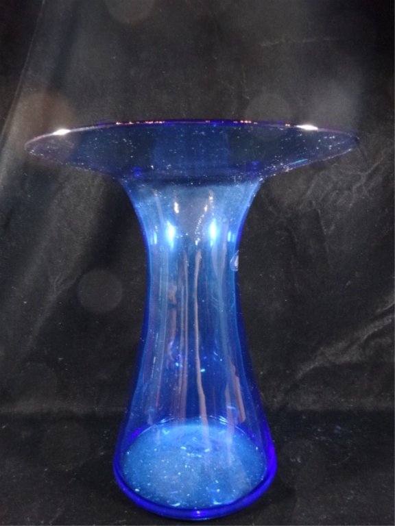 LARGE BLENKO GLASS VASE, BLUE, APPROX 13.25"H, (1 of 5)