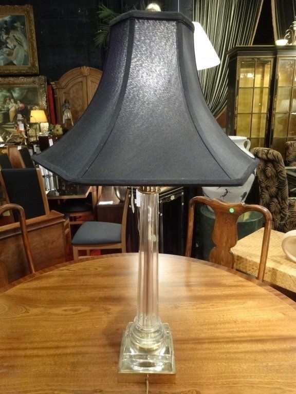 CRYSTAL AND BRASS IONIC COLUMN LAMP, BRASS CAPITAL, (1 of 5)
