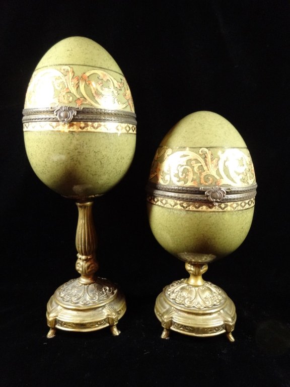 2 DECORATIVE EGGS ON STANDS, GREEN, APPROX 12.5"H & (1 of 6)