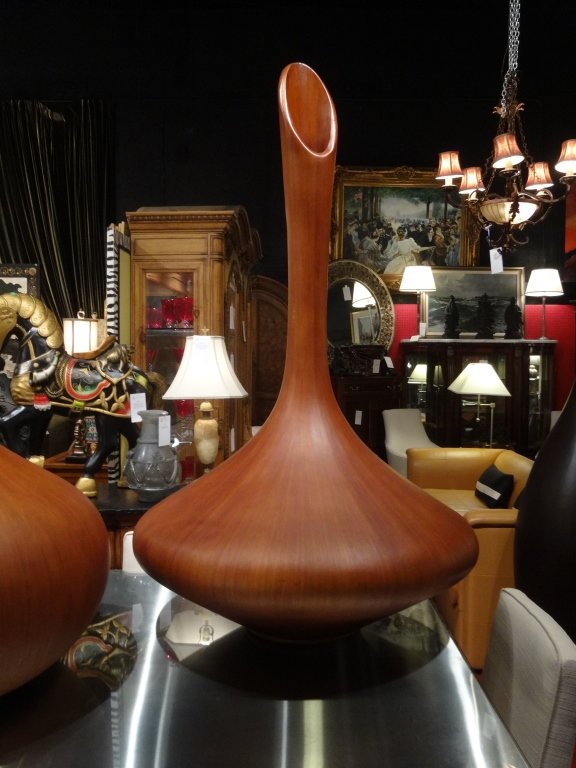 LARGE CARVED WOOD FLOOR VASE, APPROX 5'H (1 of 5)