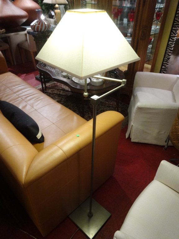 MODERN DESIGN BRIDGE ARM LAMP, NICKEL FINISH, SQUARE (1 of 3)