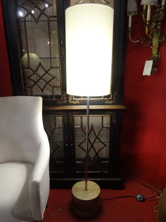MODERN DESIGN FLOOR LAMP, CYLINDER SHADE AND CARVED (1 of 4)
