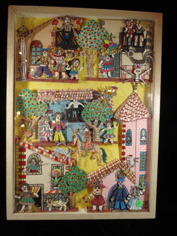 3 DIMENSIONAL ART, MEXICAN STREET SCENE, SIGNED ANGELO, (1 of 8)