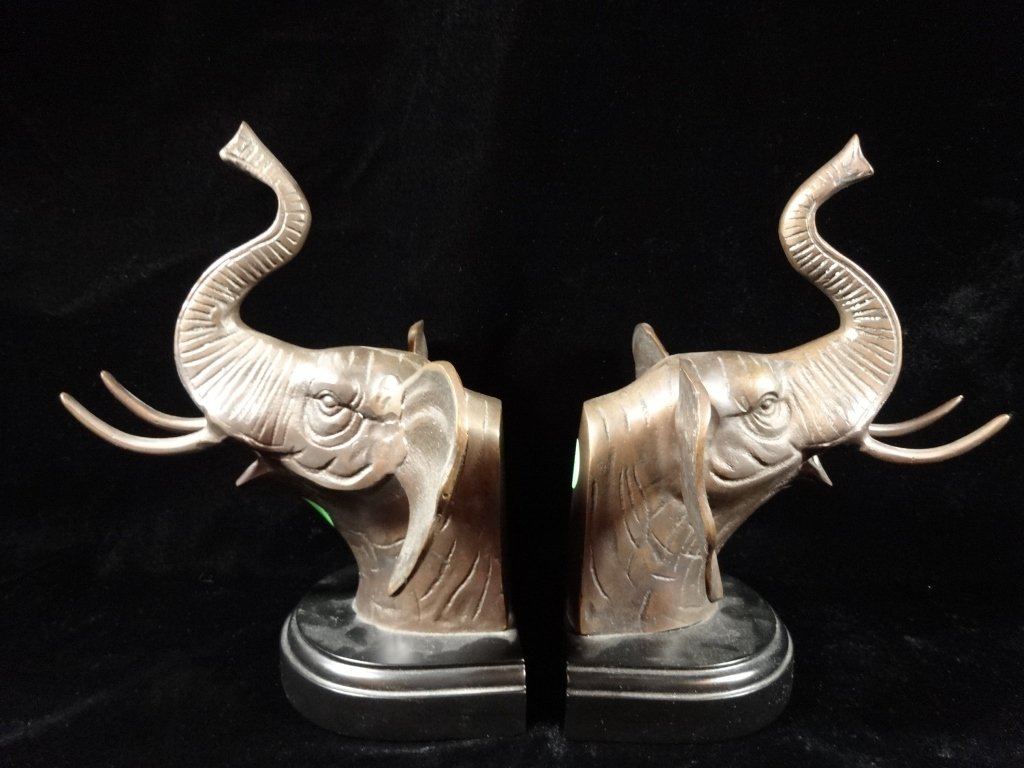 PAIR ELEPHANT BOOKENDS, APPROX 8.25"H (1 of 5)