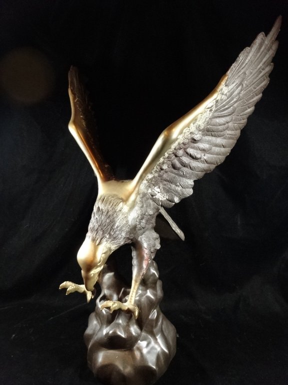 PATINATED BRONZE EAGLE SCULPTURE, APPROX 22"H (1 of 4)