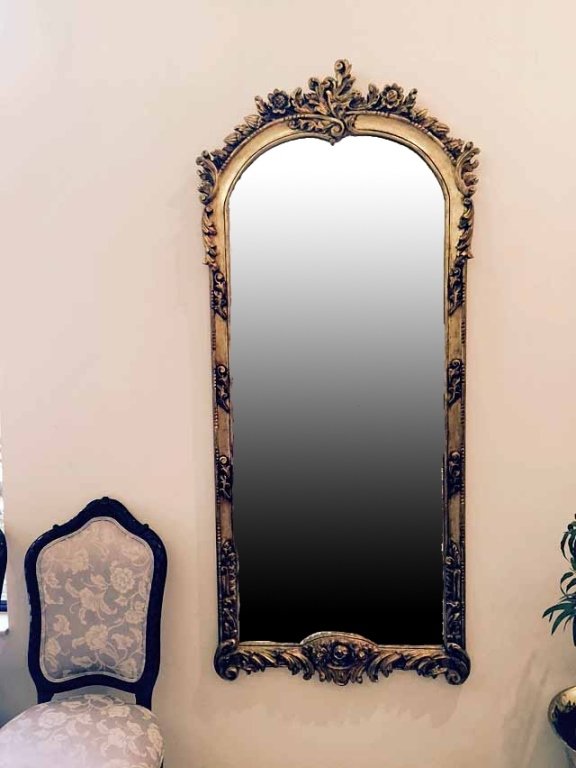 ANTIQUE LARGE LOUIS XV STYLE 6 FT GILT WOOD MIRROR, (1 of 4)