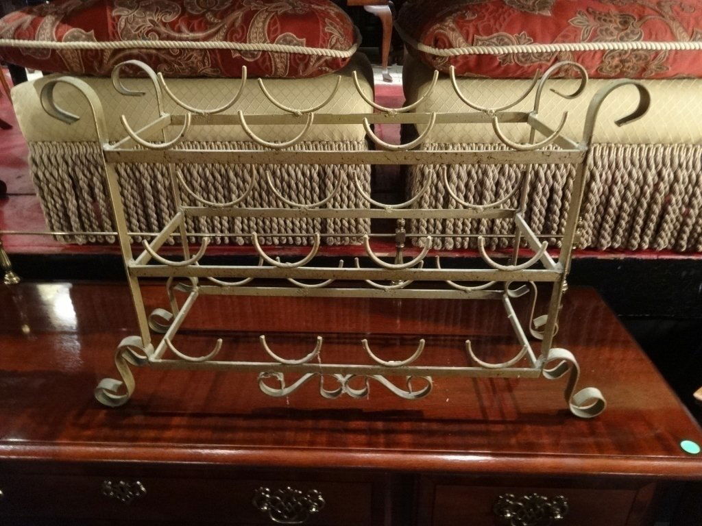 METAL WINE BOTTLE RACK, GOLD FINISH, APPROX 19"W,: METAL WINE BOTTLE RACK, GOLD FINISH, APPROX 19"W, SKU999