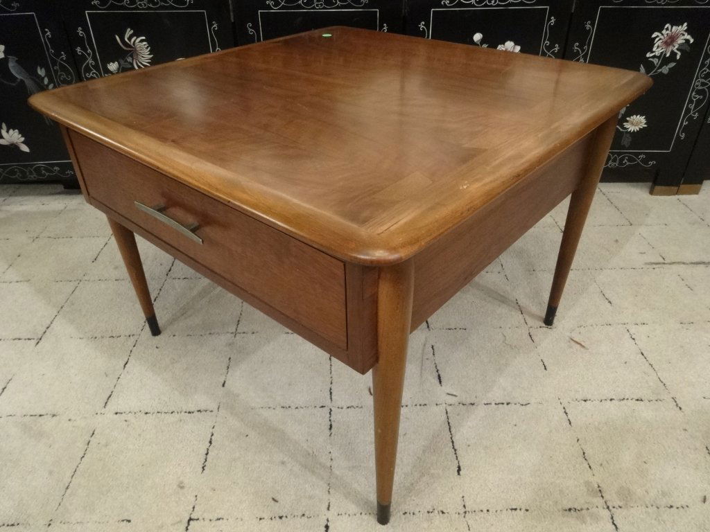 MID CENTURY MODERN LANE SIDE TABLE, SINGLE DRAWER, (1 of 7)
