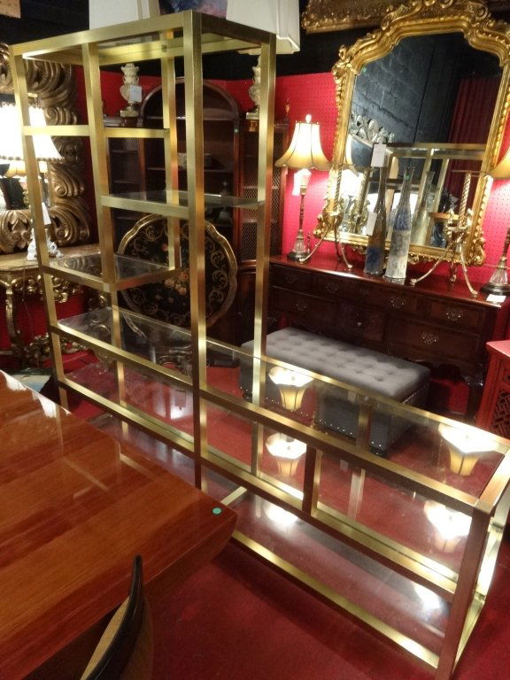 MID CENTURY MILO BAUGHMAN STYLE BRASS AND GLASS (1 of 4)