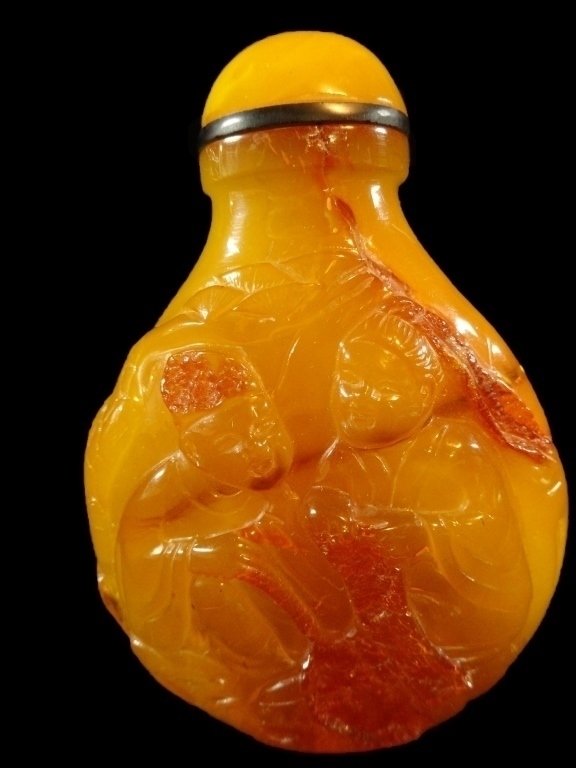 BALTIC AMBER SNUFF BOTTLE. VERY FINE HONEY COLOR, WITH (1 of 7)