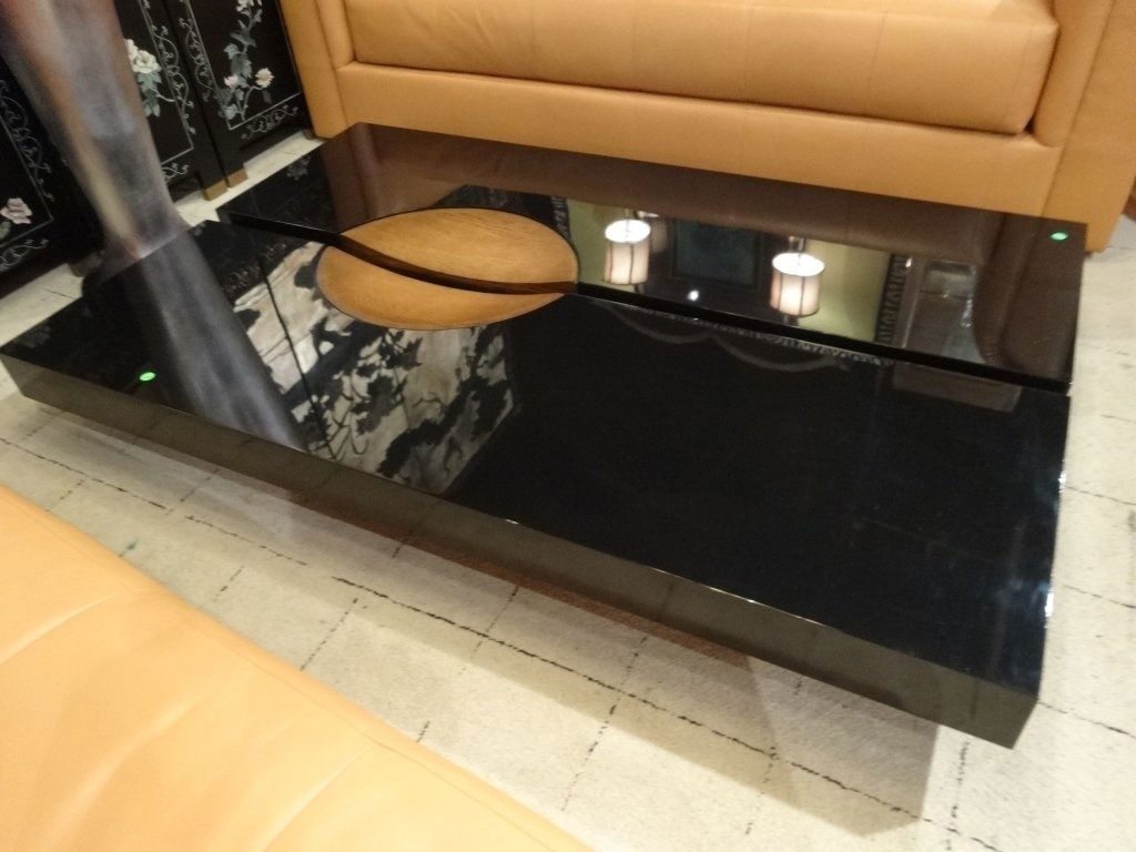 MODERN DESIGN BLACK LACQUER COFFEE TABLE, TWO PIECE, (1 of 4)