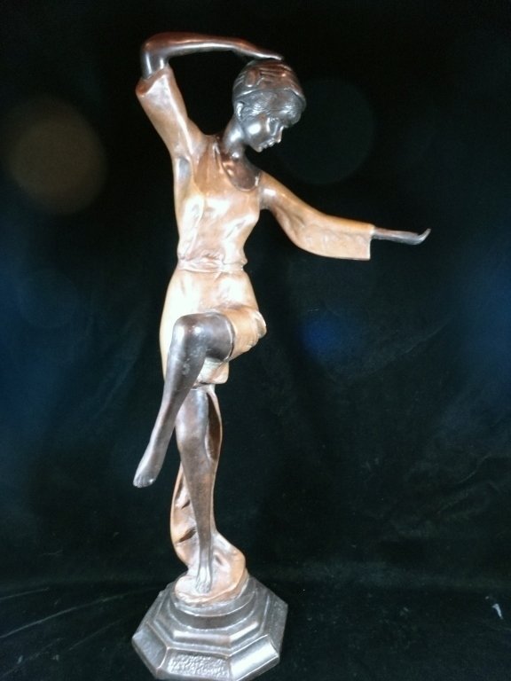PATINATED BRONZE SCULPTURE, DANCING GIRL, APPROX (1 of 7)