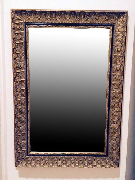 LARGE RECTANGULAR GILT WOOD MIRROR, APPROX 39" X 28", (1 of 2)