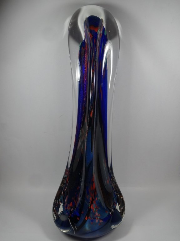 TALL ROLLIN KARG DICHROIC ART GLASS SCULPTURE, SIGNED K (1 of 10)