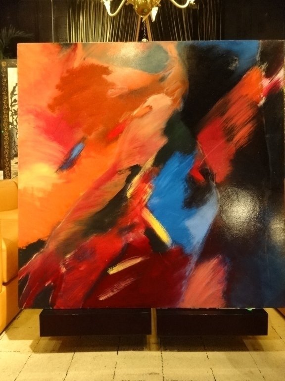 LARGE ACRYLIC PAINTING ON CANVAS, TITLED MOTION EMOTION (1 of 6)