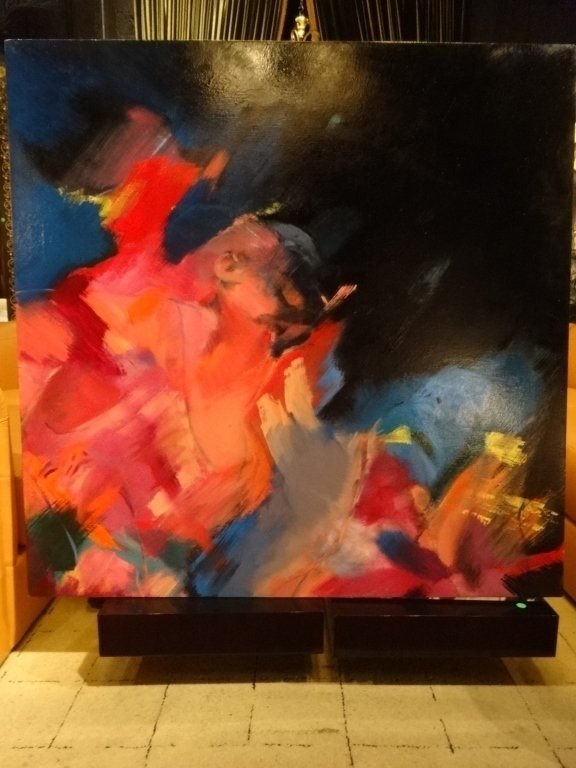 LARGE ACRYLIC PAINTING ON CANVAS, TITLED MOTION EMOTION (1 of 9)
