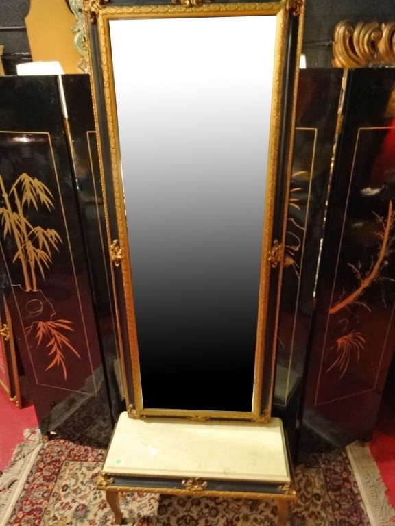 2 PC PIER MIRROR AND TABLE SET, BLACK AND GOLD FINISH (1 of 10)