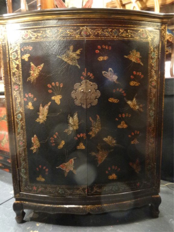 CHINOISERIE 2 DOOR CABINET, PAINTED BUTTERFLIES, (1 of 6)